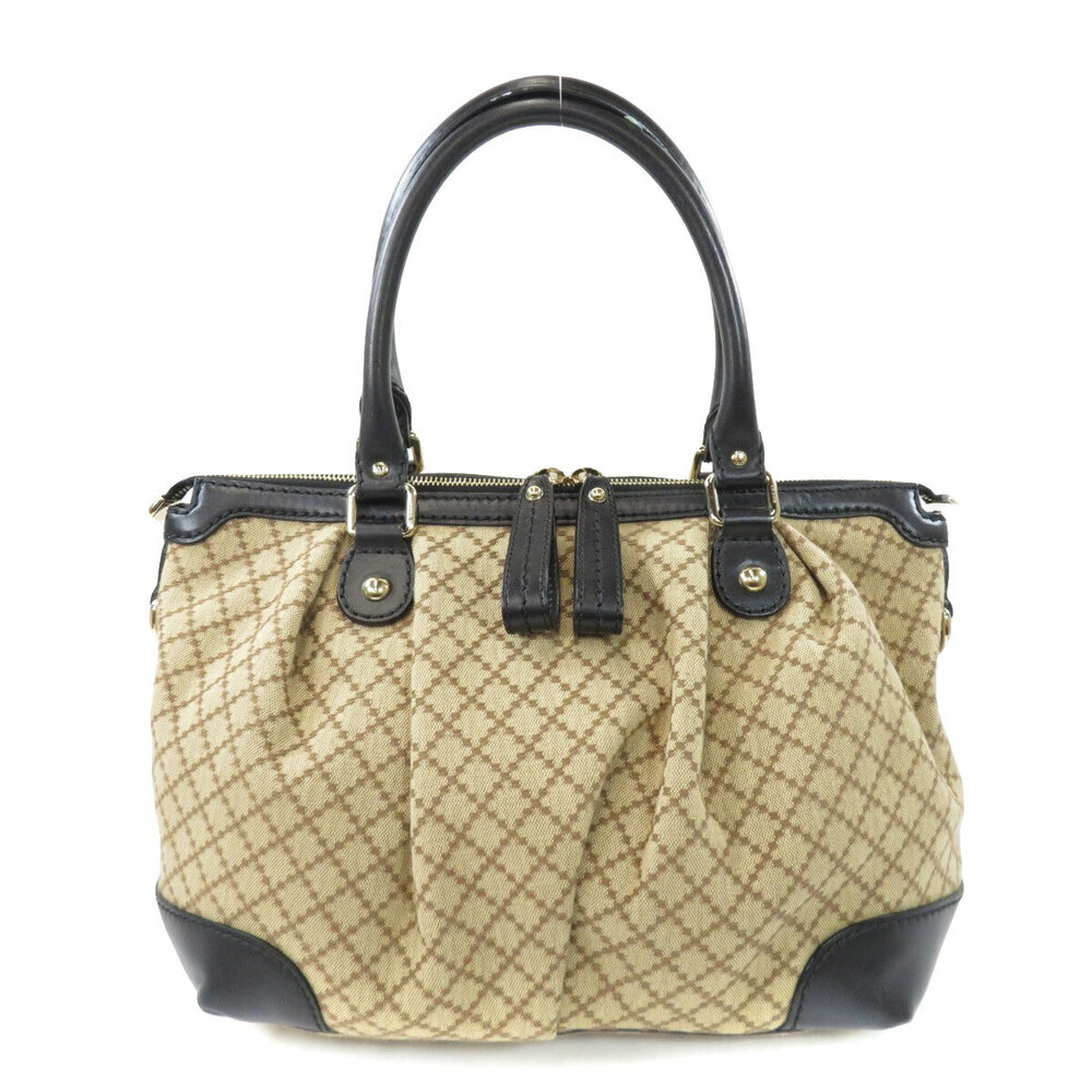 Gucci Handbag Diamante Tan Canvas Brown